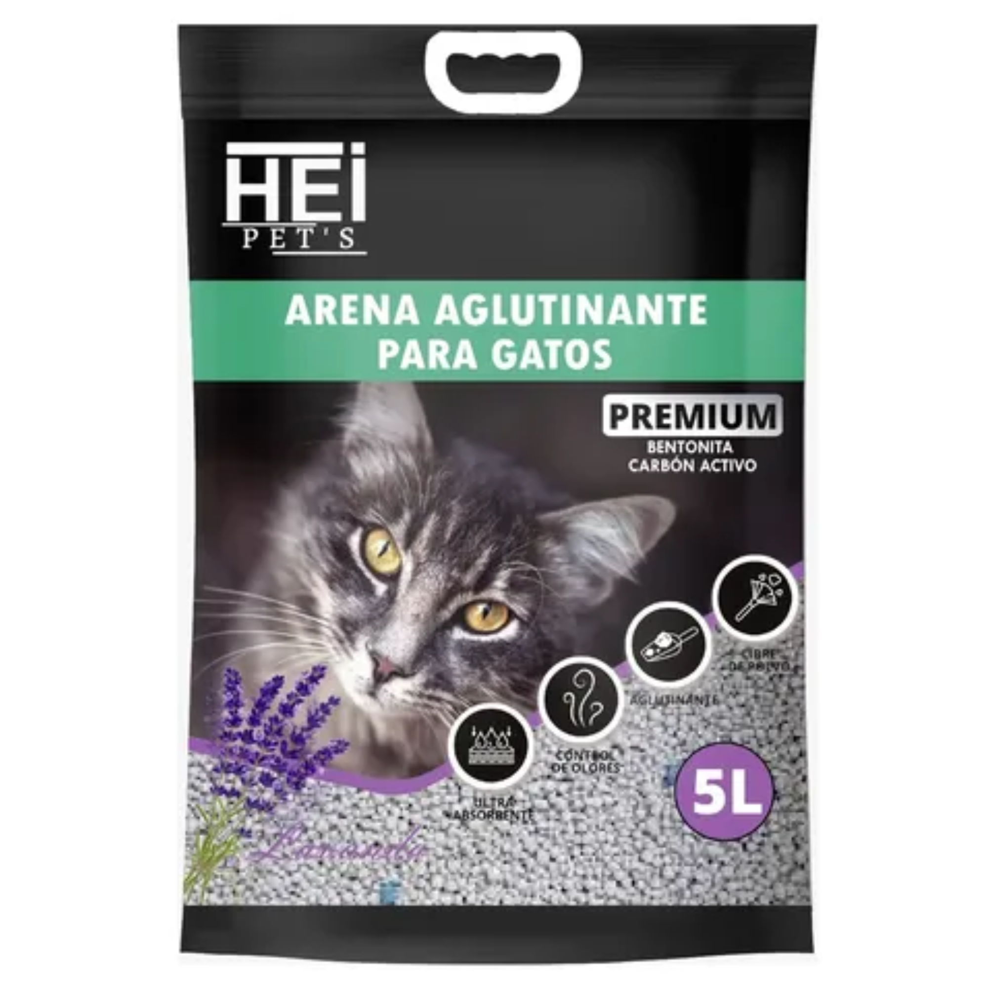 Arena Aglutinante para Gatos HEI Lavanda 4 kg