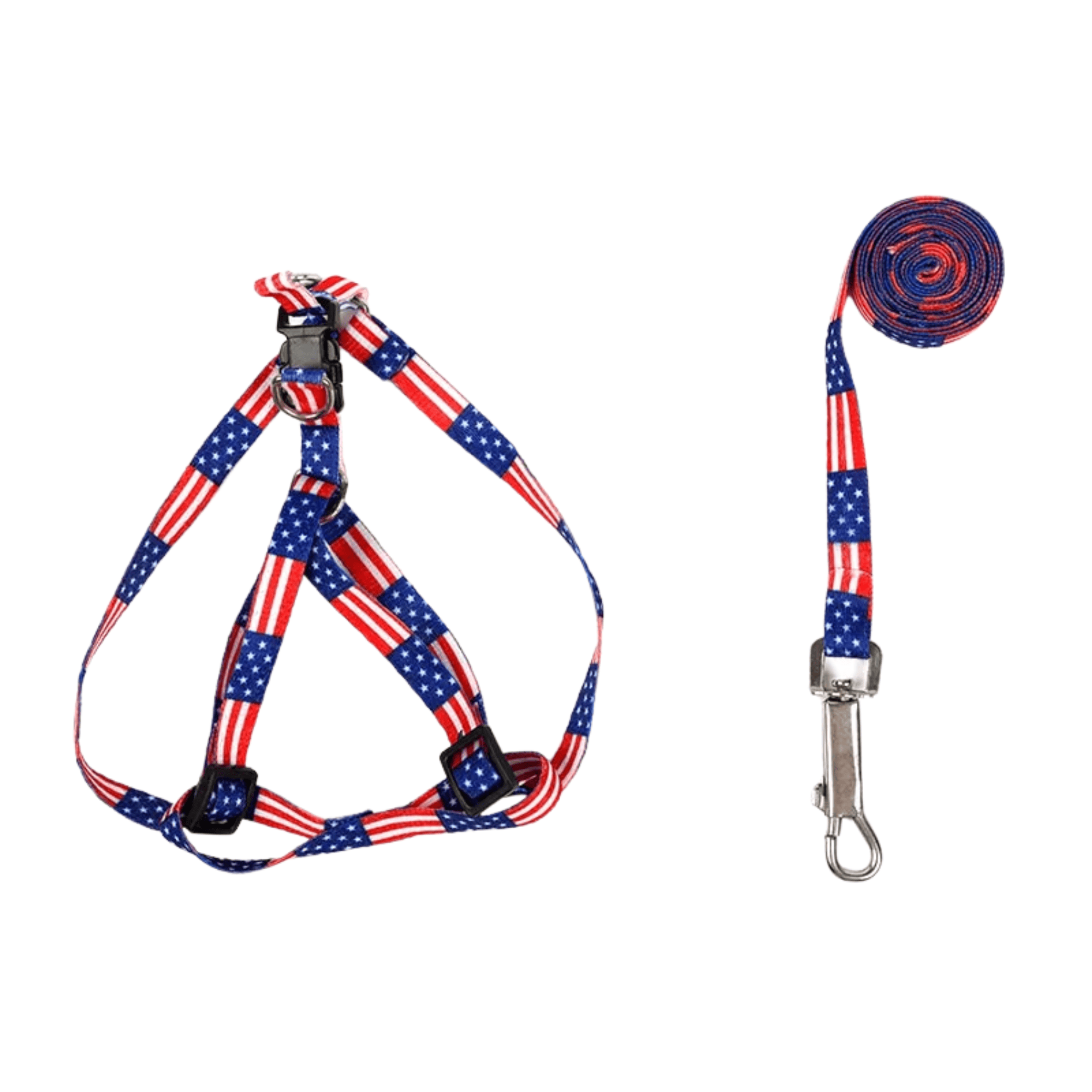 Arnés Ajustable con Correa para Perro Diseño Bandera USA
