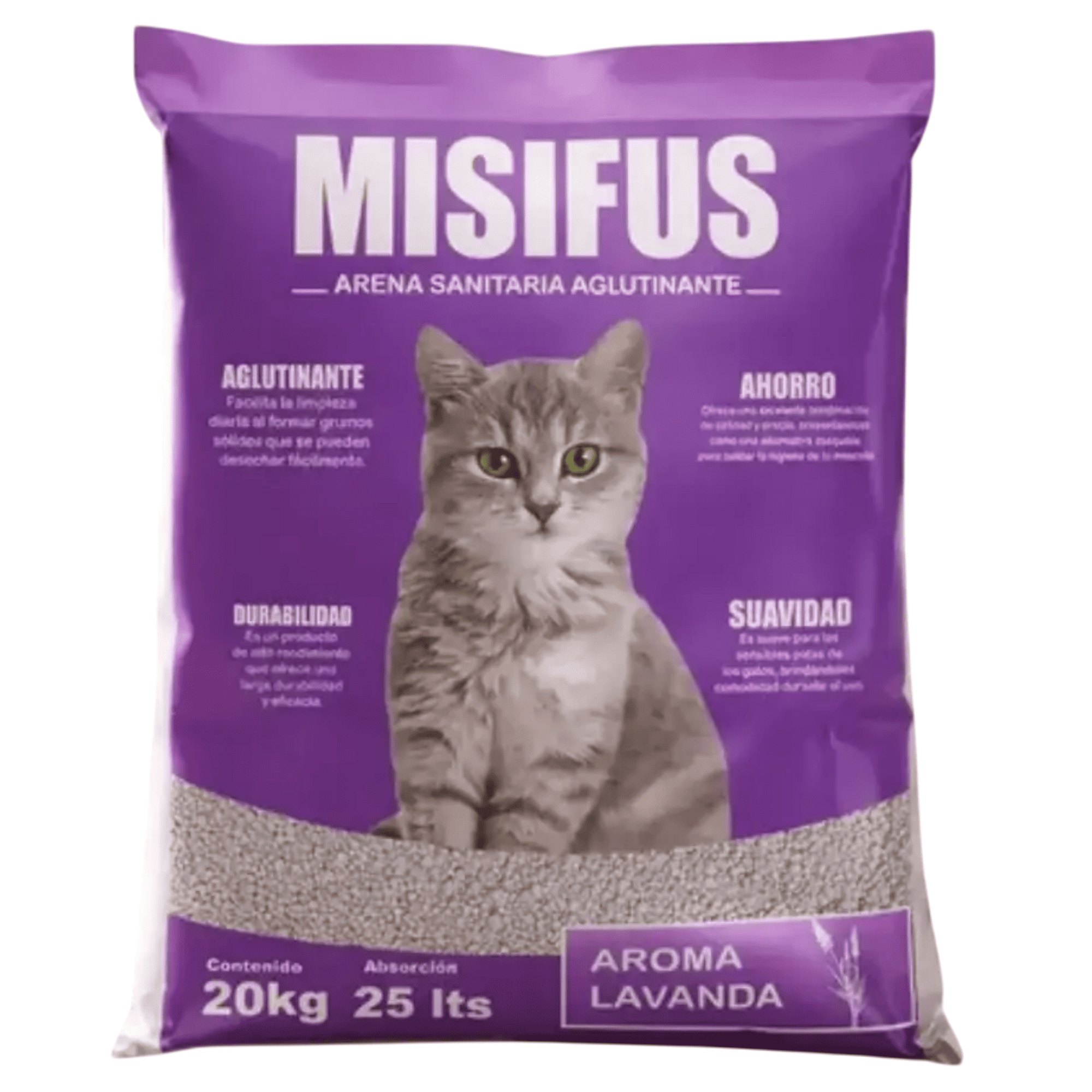 Arena Sanitaria Aglutinante Misifus Lavanda 20 kg