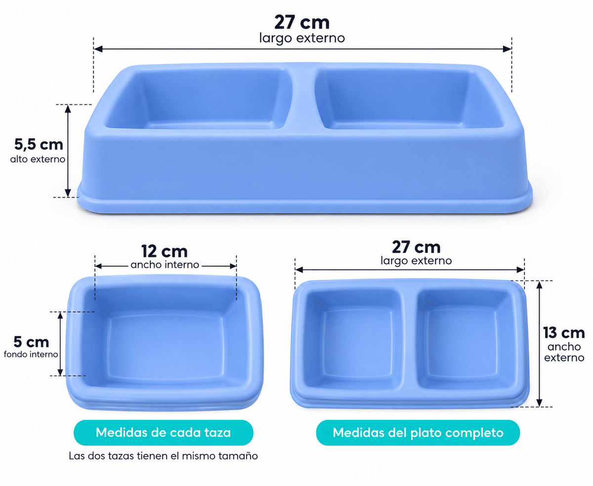 Plato Doble para Perro de Raza Mediana