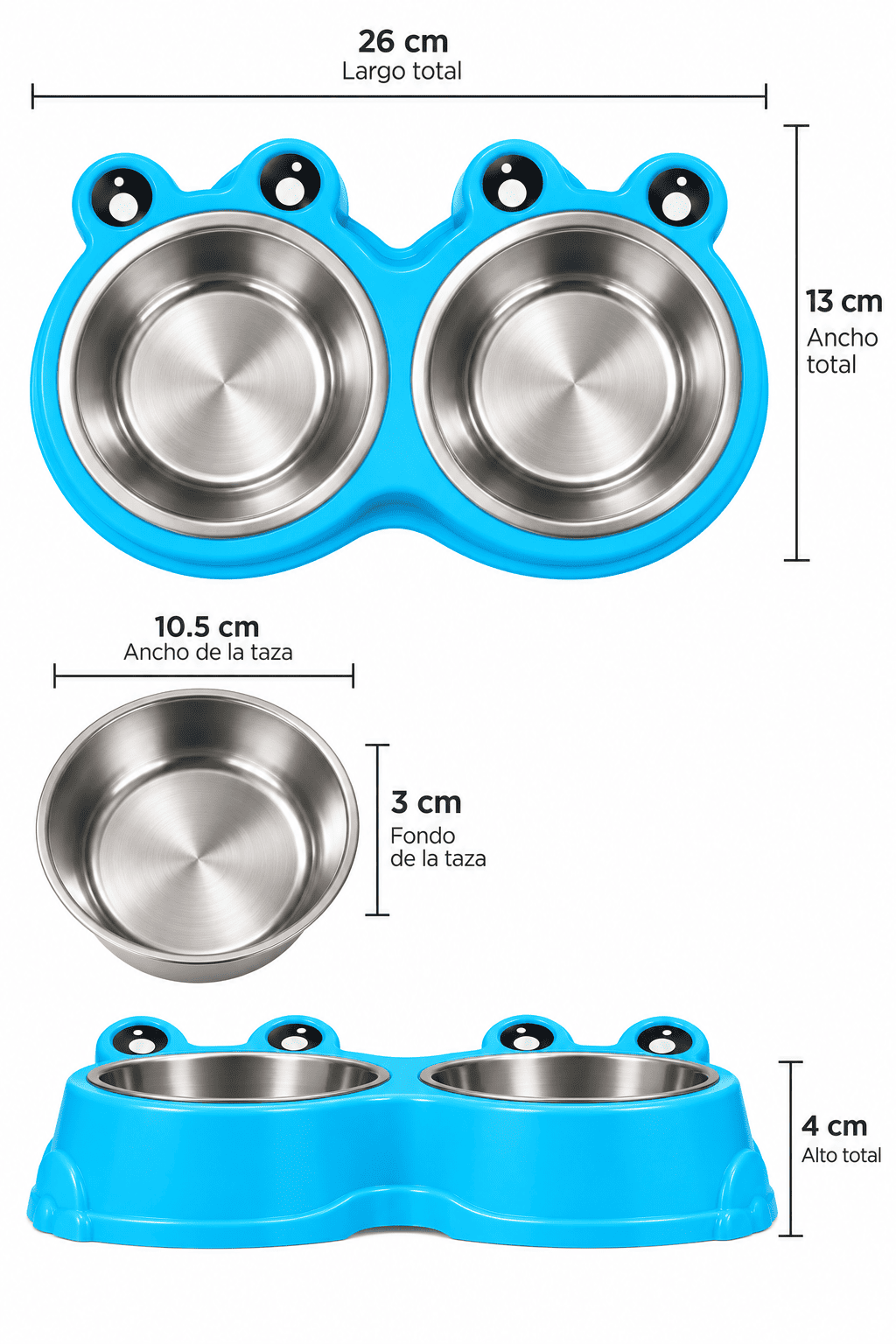 Plato Doble Diseño Sapo para Perro Pequeño