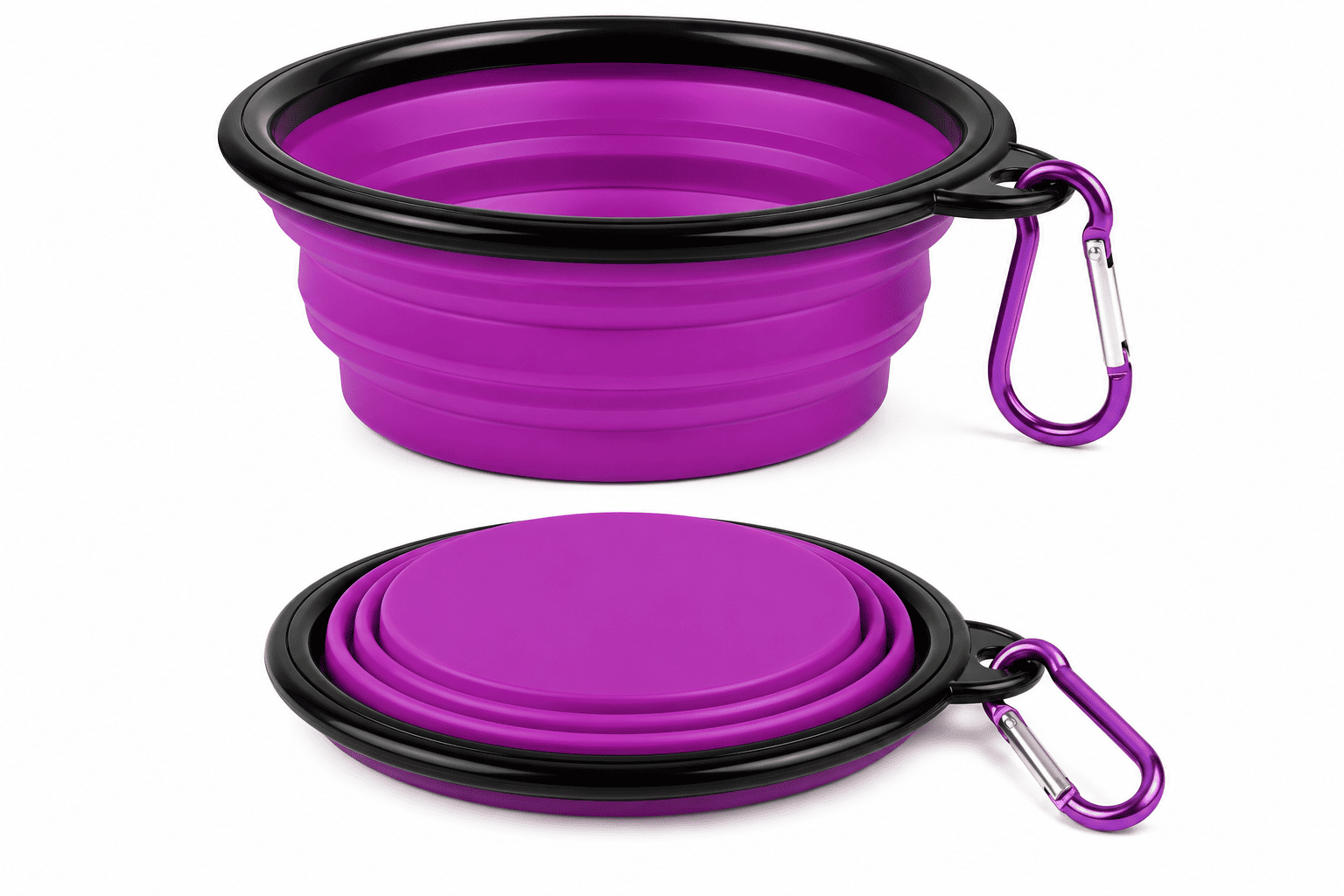 Plato Plegable de Silicona para Mascotas 1000 ml con Mosquetón