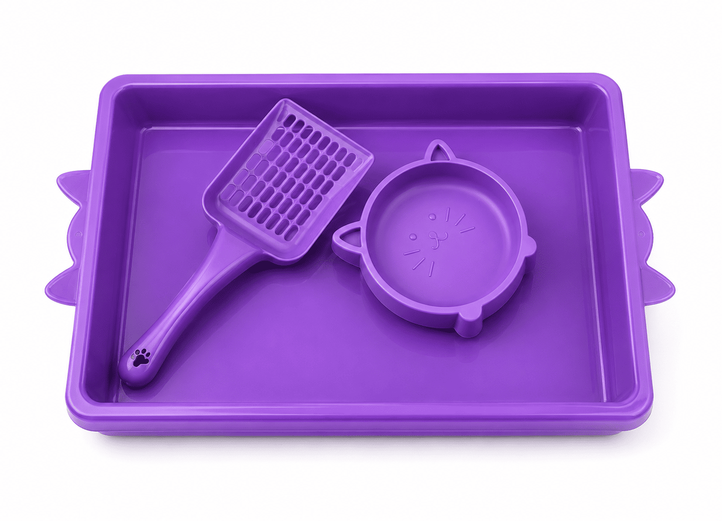 Arenero para Gatos con Pala y Plato Diseño Gatito