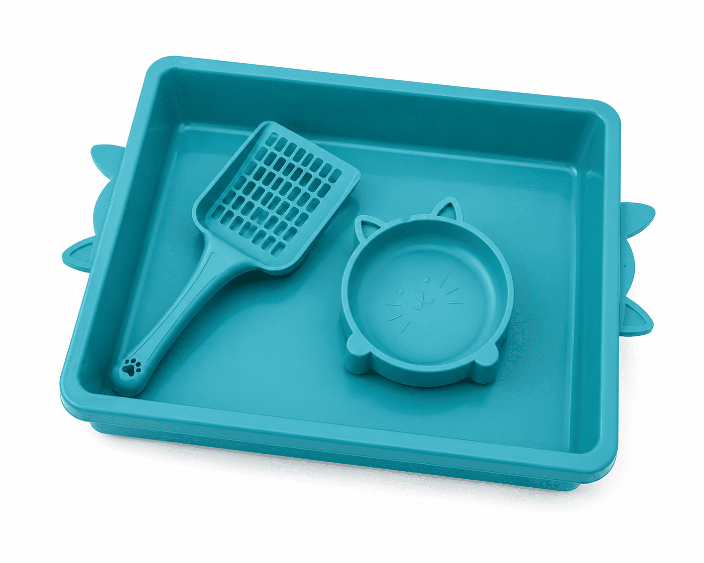 Arenero para Gatos con Pala y Plato Diseño Gatito