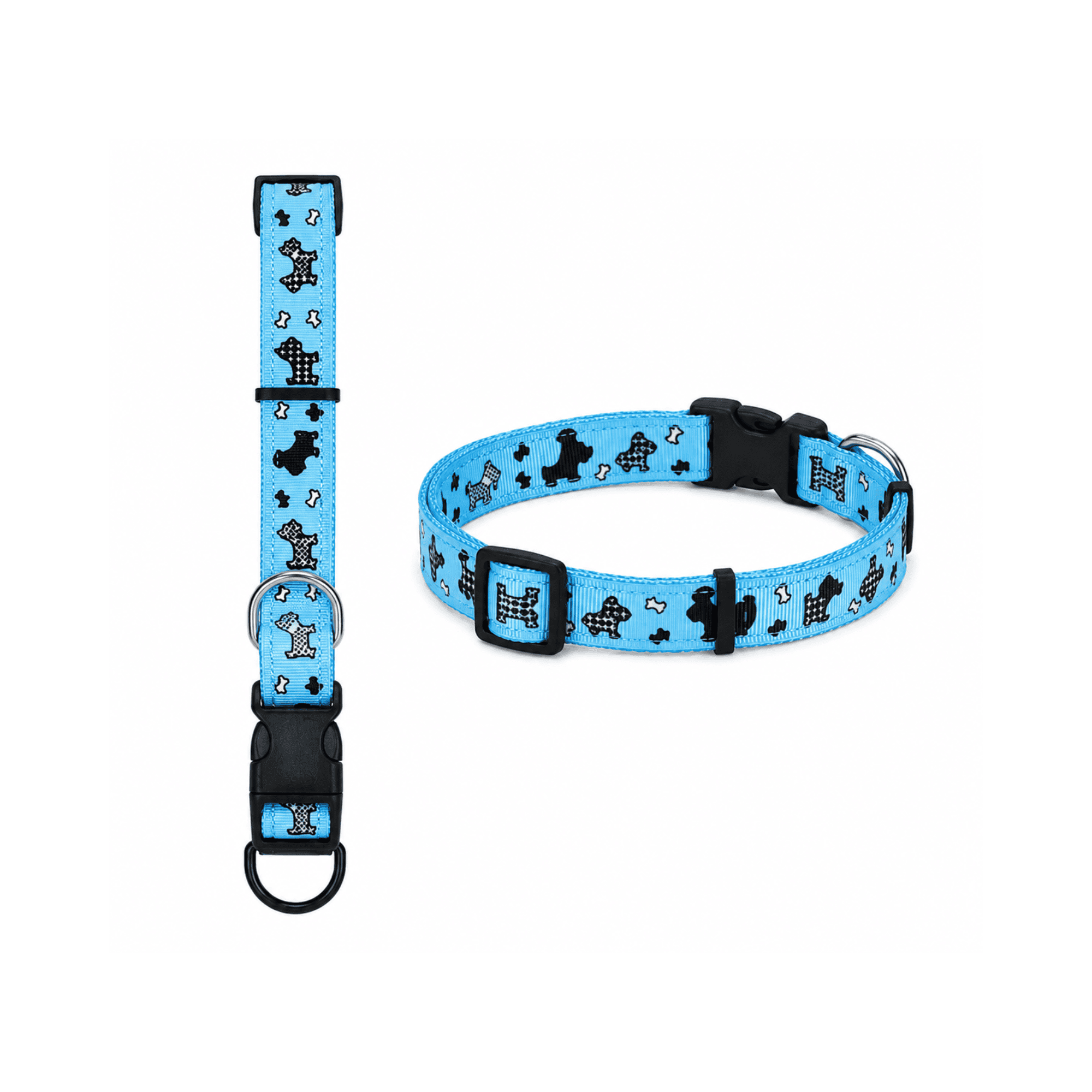 Collar Ajustable para Perros Diseño de Perritos y Huesos