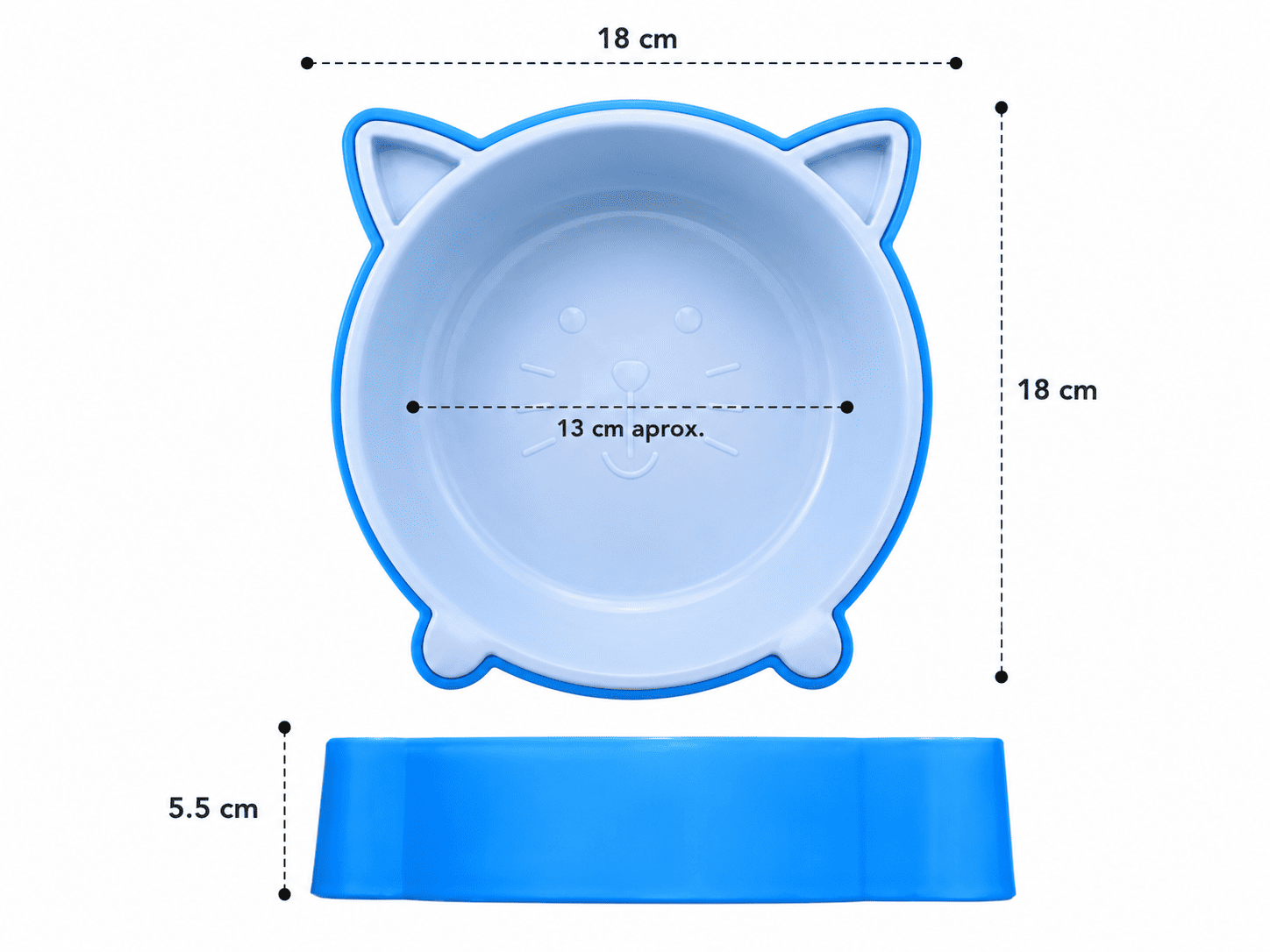 Plato grande antideliszante comida cara de gato