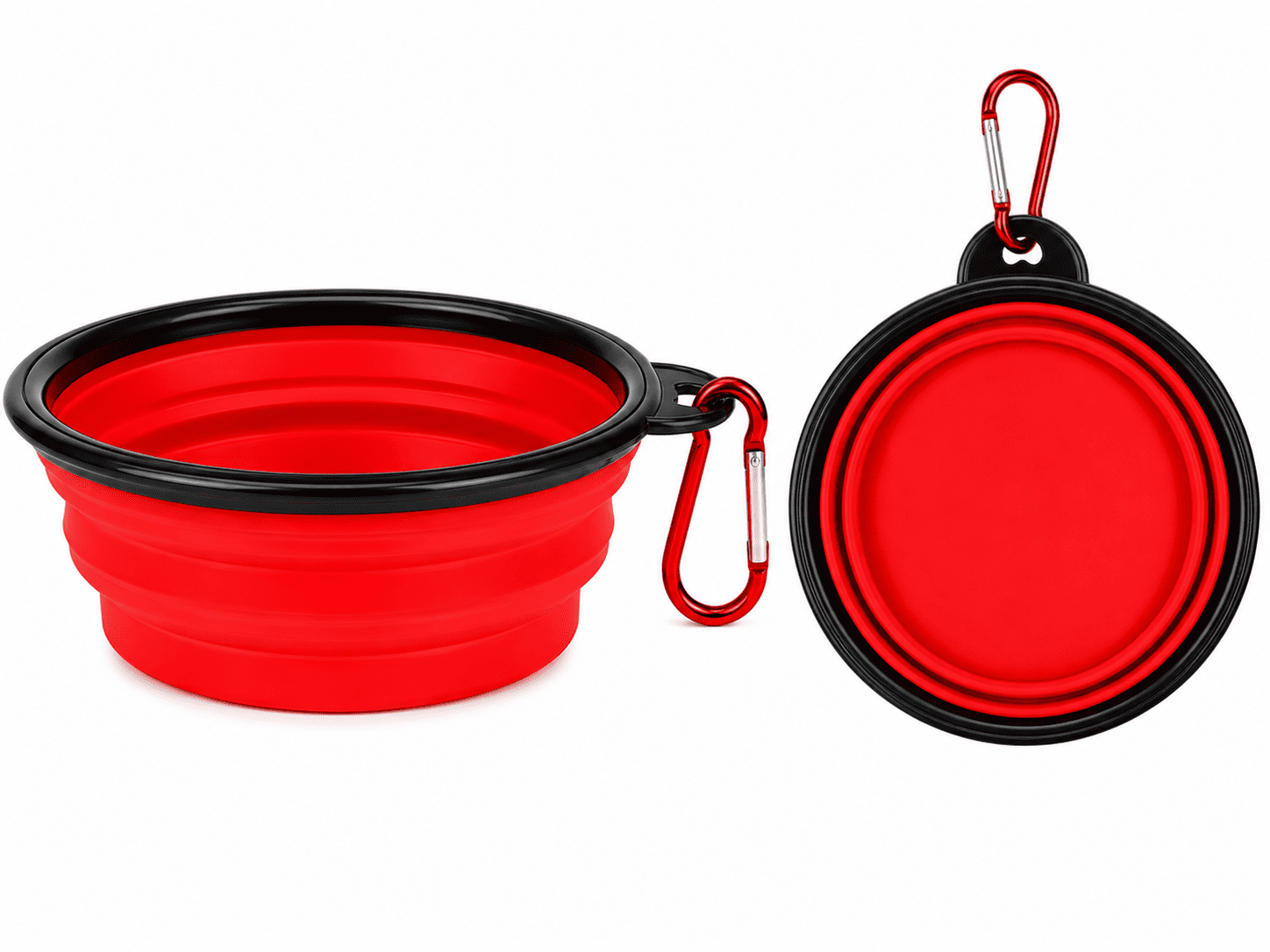 Plato Plegable de Silicona para Mascotas 350 ml con Mosquetón